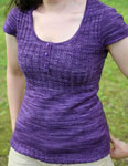 hand knit short-sleeved scoop-neck pullover with Malabrigo sock yarn color violeta africana