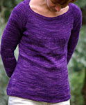 hand knit long sleeved pullover with Malabrigo sock yarn color violeta africana
