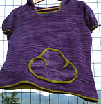hand knit pullover with Malabrigo sock yarn color violeta africana & lettuce