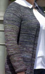 Malabrigo Sock Yarn color zarzamora knit open front cardigan