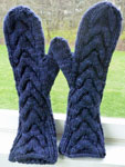 Malabrigo Merino Worsted Yarn marine knitted mittens