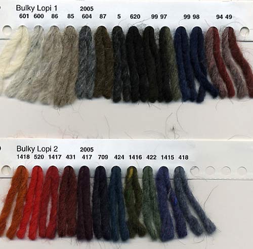 Reynolds Bulky Lopi knitting yarn color card
