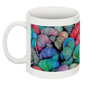 Yarn Extravaganza knitter's mug left side