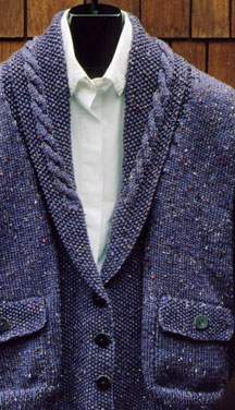 Mari Sweaters Seed Stitch Shawl Collar Sweater knitting pattern detail