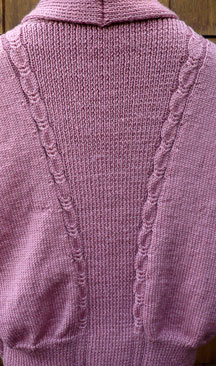 Mari Sweaters Cabled Shawl Collar Jacket knitting pattern detail