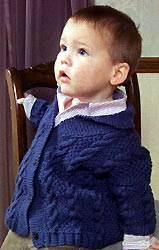 child's Shawl collared cardigan knitting pattern