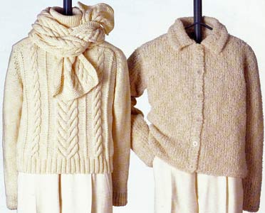 Vittadini Fall 1995 collection vol 5 - 11. Daniella Turtleneck Pullover & Scarf 12. Gigi Polo Collared Cardigan knitting patterns
