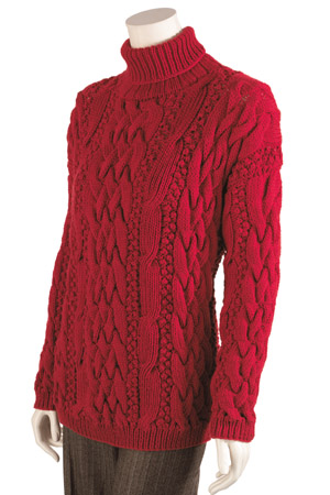 Adrienne Vittadini Trina knitting yarn , Adrienne Vittadini Trina knitting pattern, Cabled Turtleneck knitting pattern, merino wool yarn