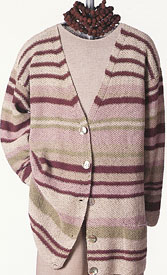 Gabriella V-Neck Striped Cardigan knitting pattern; Adrienne Vittadini Spring Collection 1994 vol 2