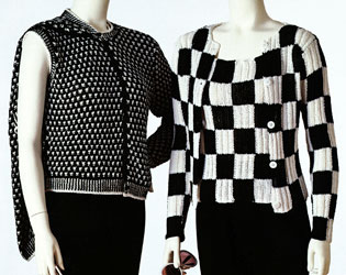 Vittadini Patterns vol 6 - Carina black & white twin set-Luisa checkerboard twin set knitting patterns