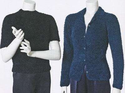 Adrienne Vittadini Fall 1996 vol 7. - 1. Caterina Short Sleeved Raglan Pullover 2. Caterina Polor Collared Cardigan knitting patterns